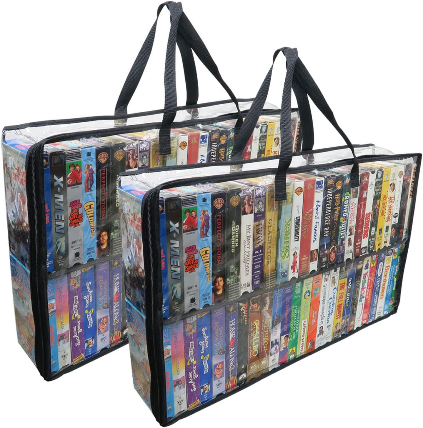 Evelots 2 Pack VHS Movie Tape Storage Bag for 100 Tapes
