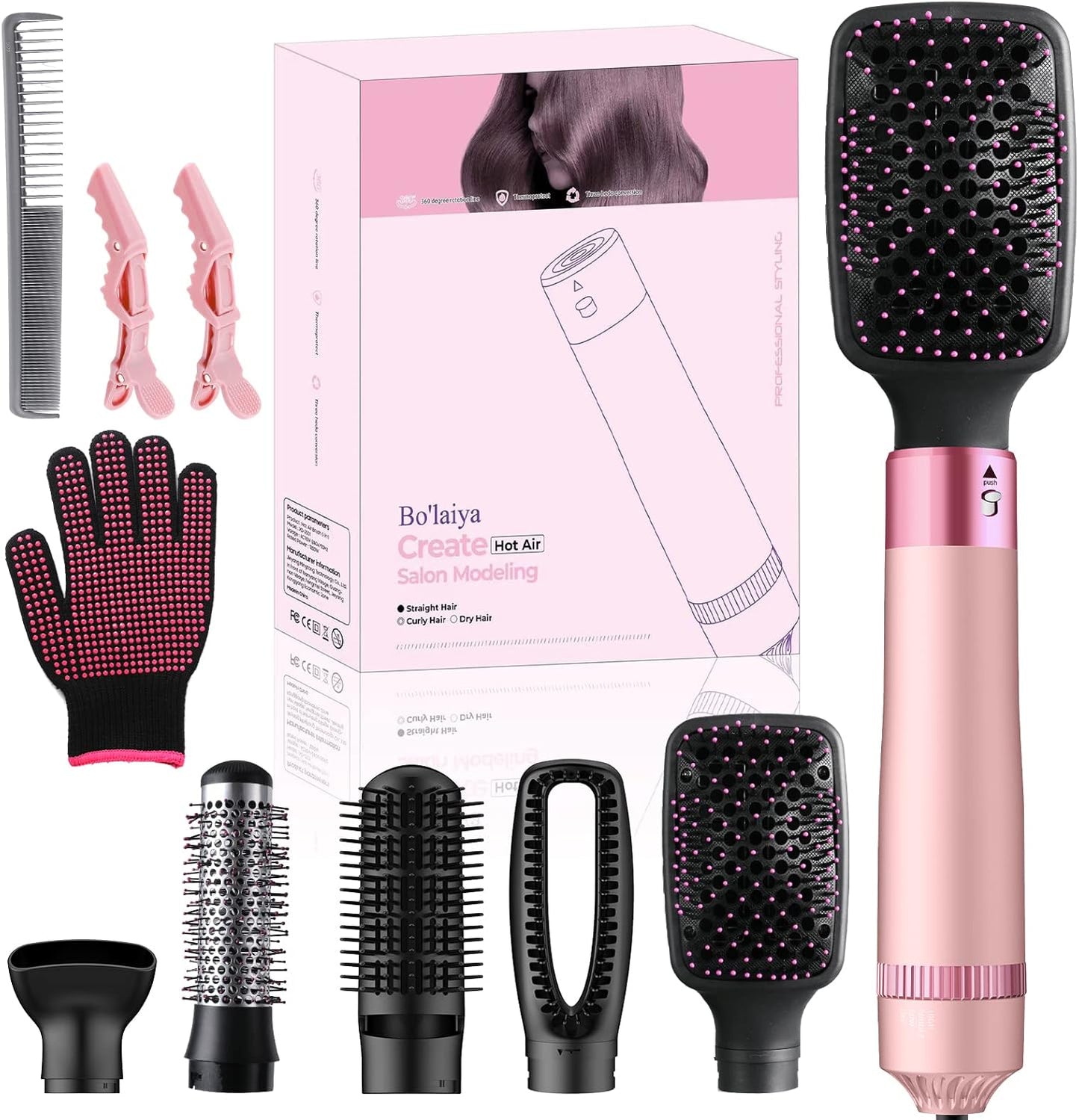 Bo'laiya 5-in-1 Hair Dryer Brush: Style & Dry Effortlessly!