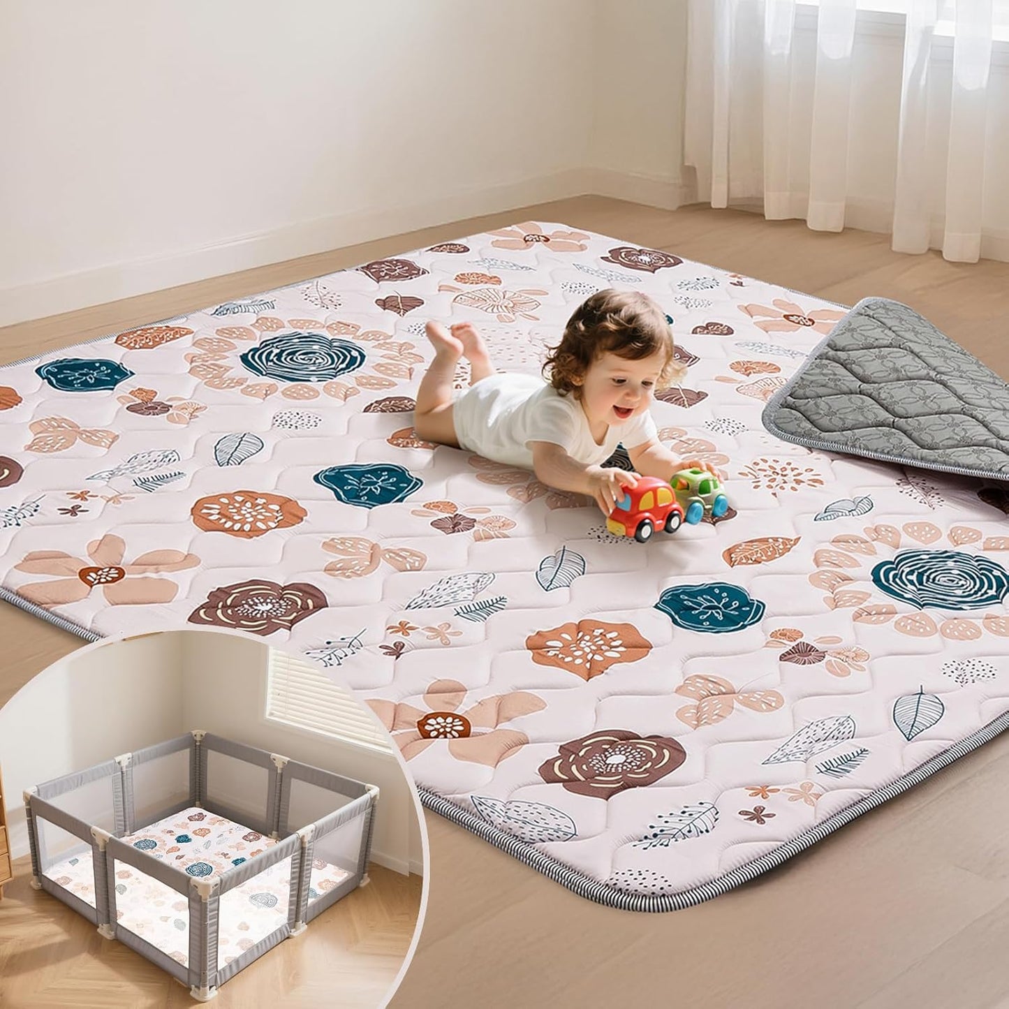 Baby Play Mat for Floor, 50x50 Inch Soft Foam Padding Mat