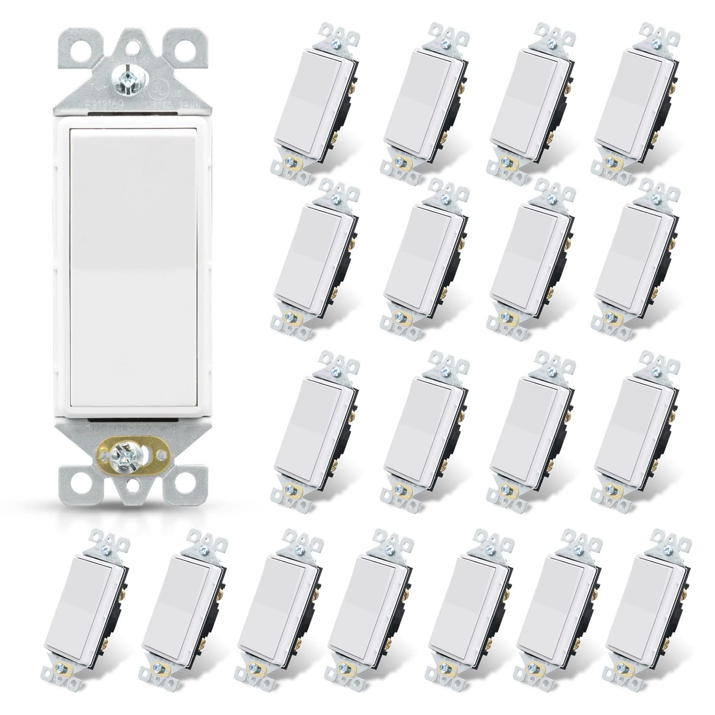 ELEGRP Glossy White Paddle Rocker Light Switch for Home Use