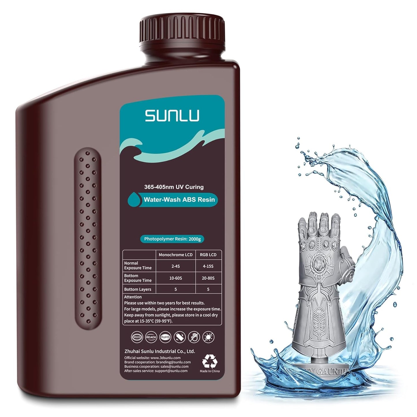 SUNLU 2000g Water-Wash ABS Resin for High Precision 3D Printing
