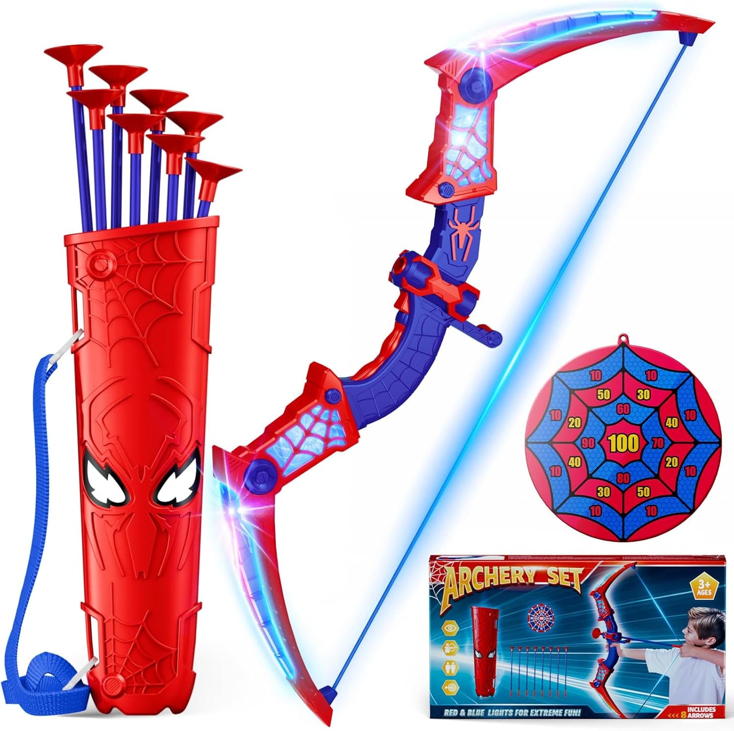 Light-Up Spider Bow Set with Quiver & Target - Kids' Ultimate Shooting Fun!