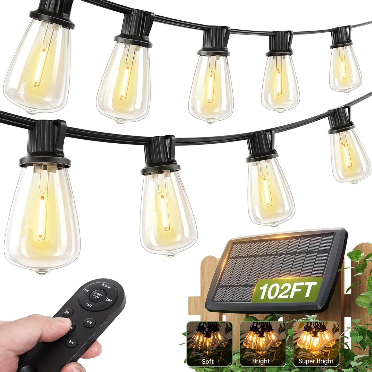 addlon Solar String Lights Waterproof with Remote & USB Port
