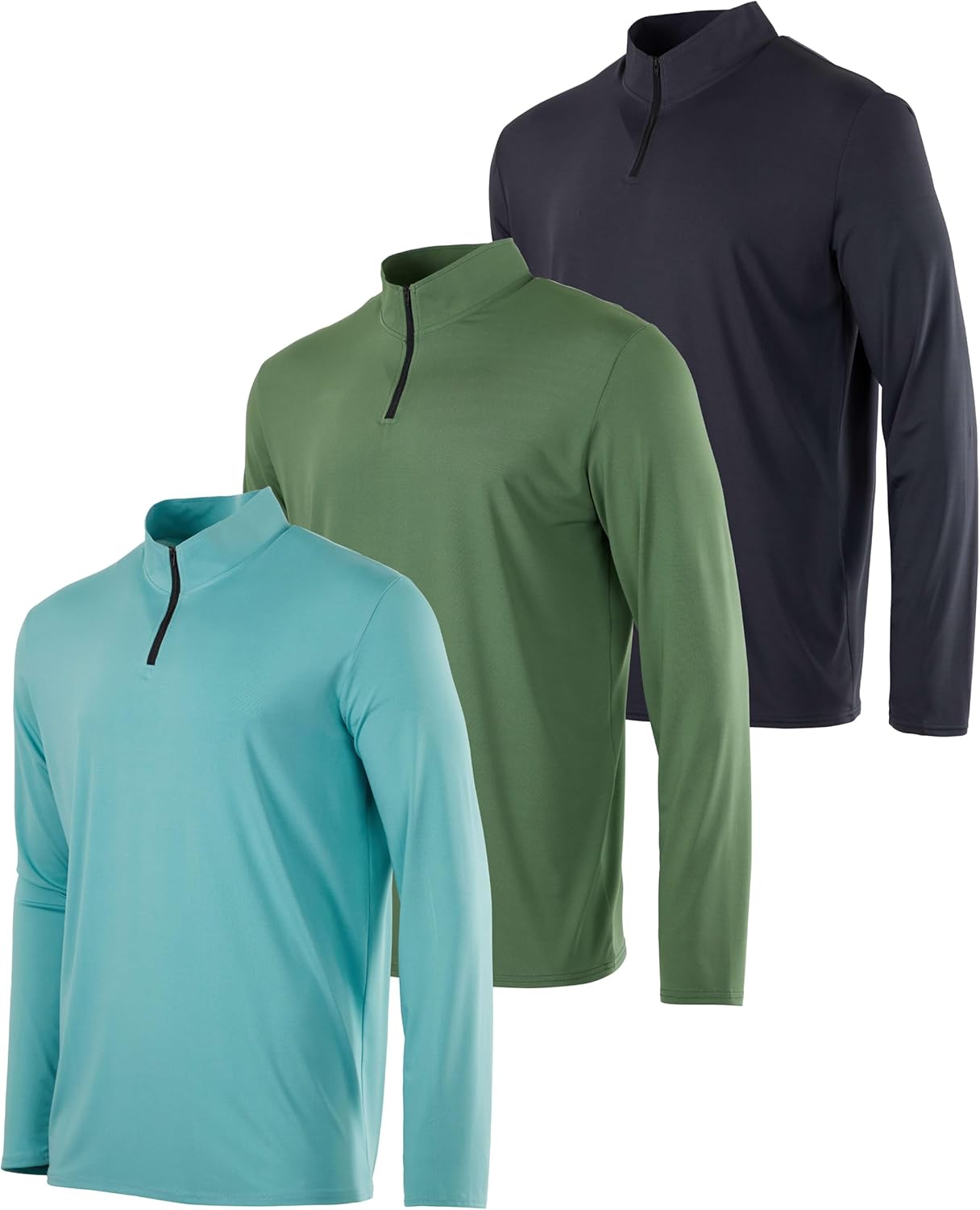 Men's Dry-Fit Active Quarter Zip Pullover 3-Pack for All Sizes