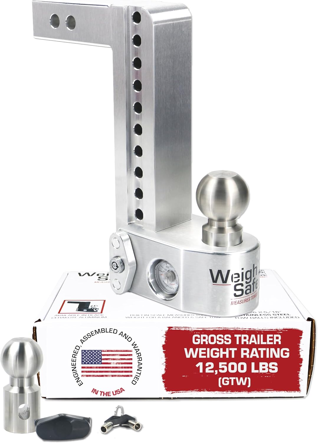 Weigh Safe Aluminum Adjustable Trailer Hitch with Scale for Towing