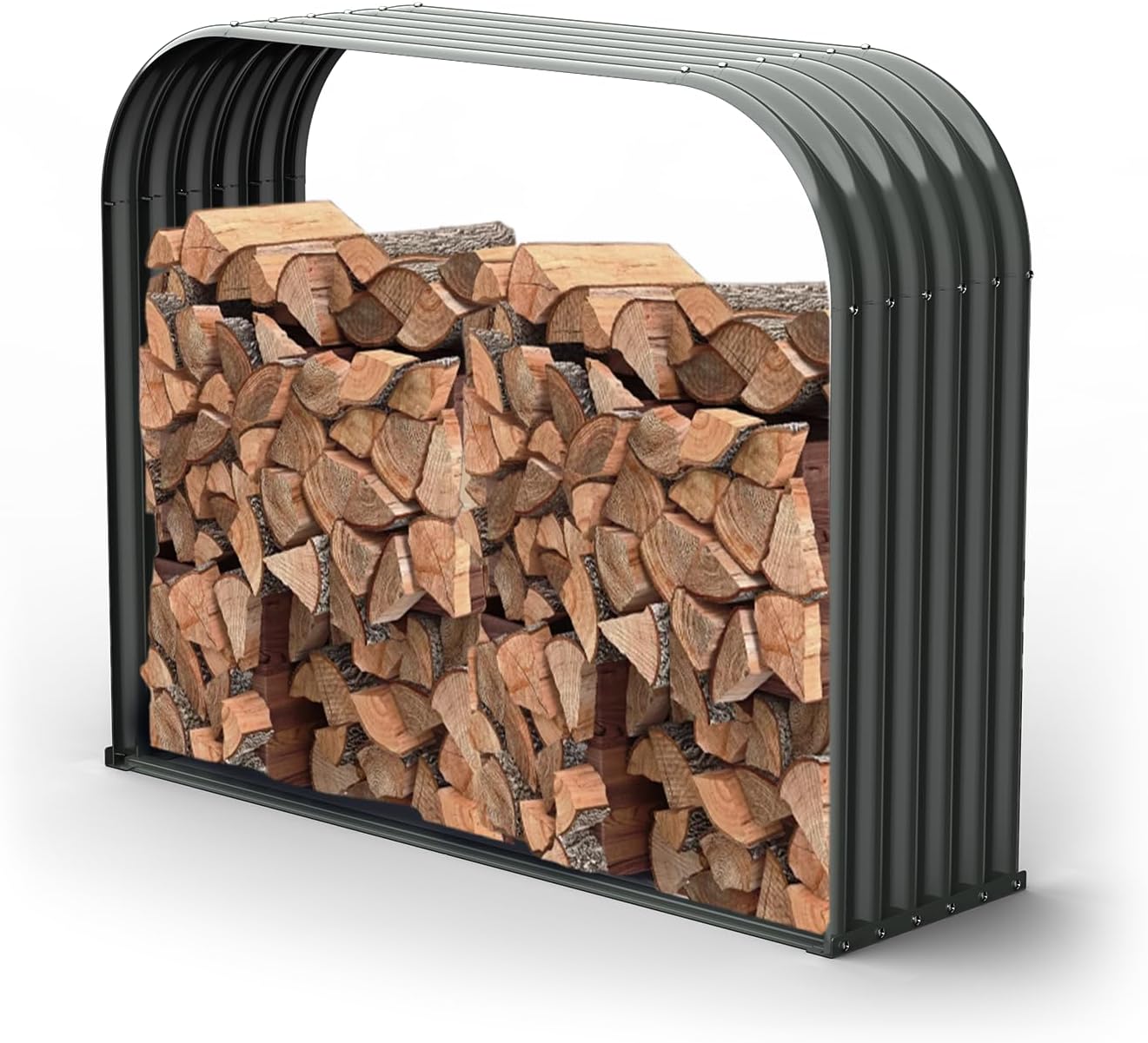 Galvanized Steel Firewood Storage Shed for Outdoor Use