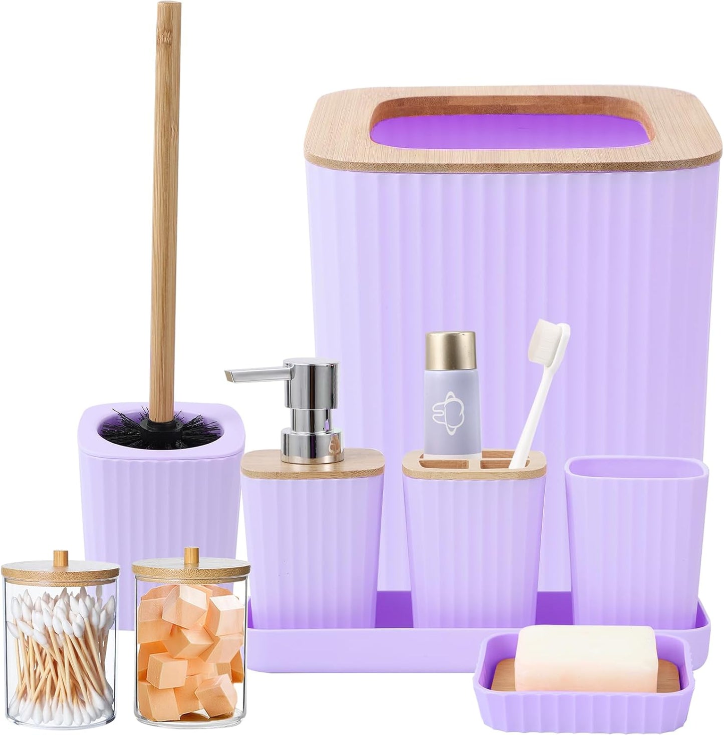 Purple Bathroom Accessory Set for a Stylish and Organized Space