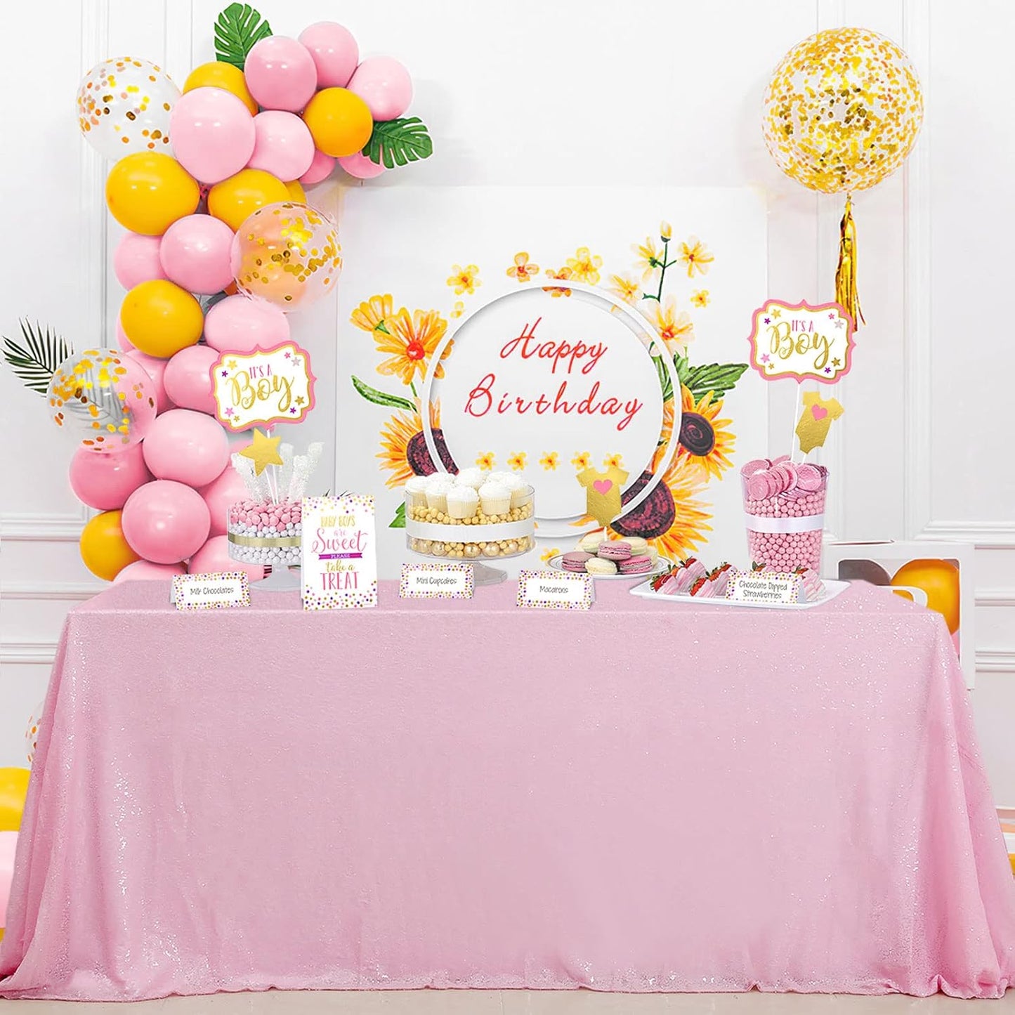 Pink Sequin Tablecloth 90 x 132 Inch for Stunning Parties