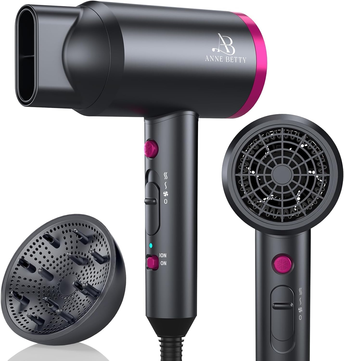 ANNE BETTY Ionic Hair Dryer - Fast Drying Power
