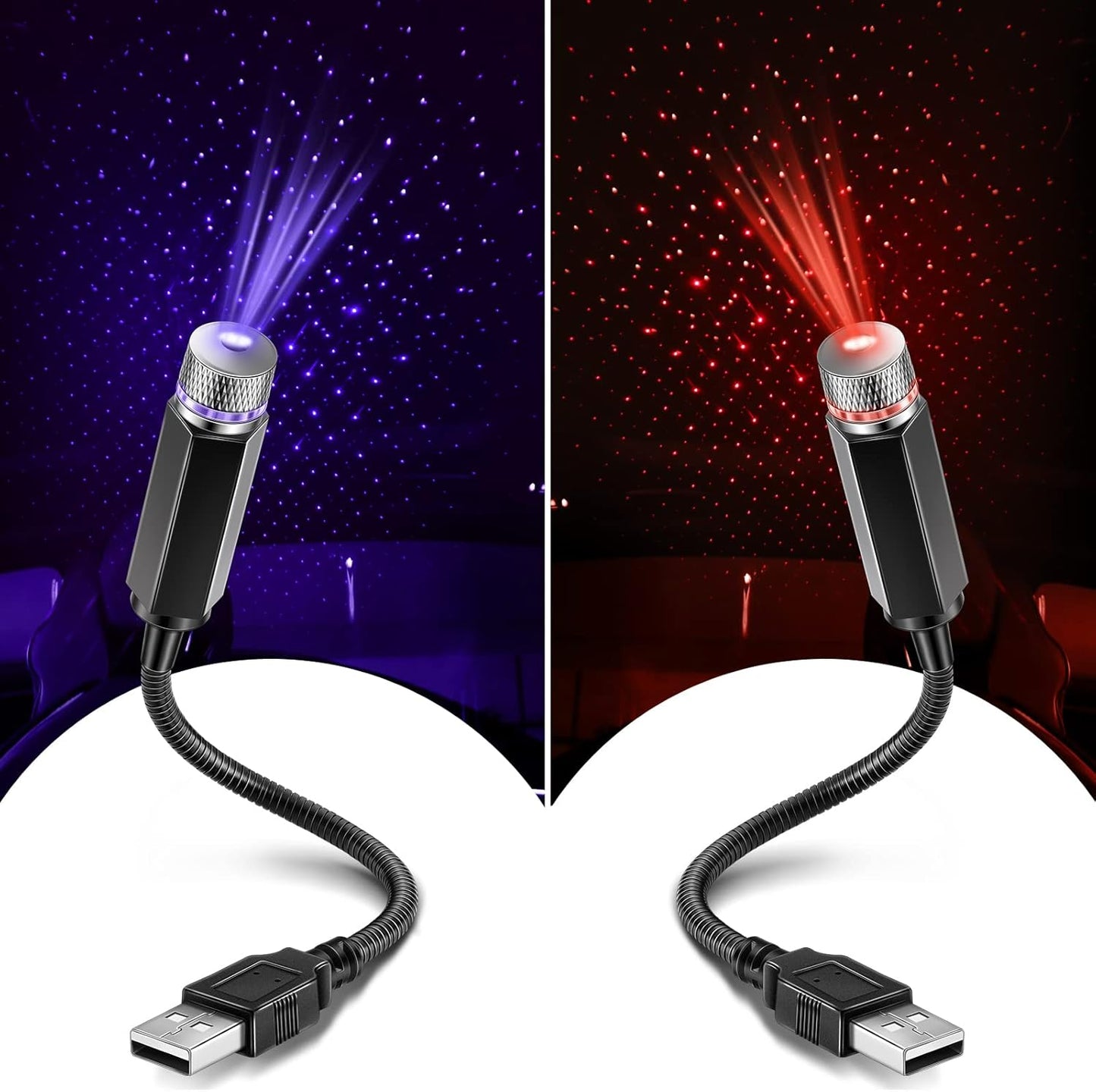 Hortsun 2 Pack USB Star Roof Lights - Romantic Car Atmosphere
