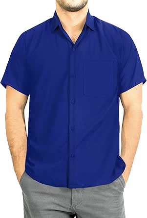 LA LEELA Men's Casual Button Down Short Sleeve Dress Shirt