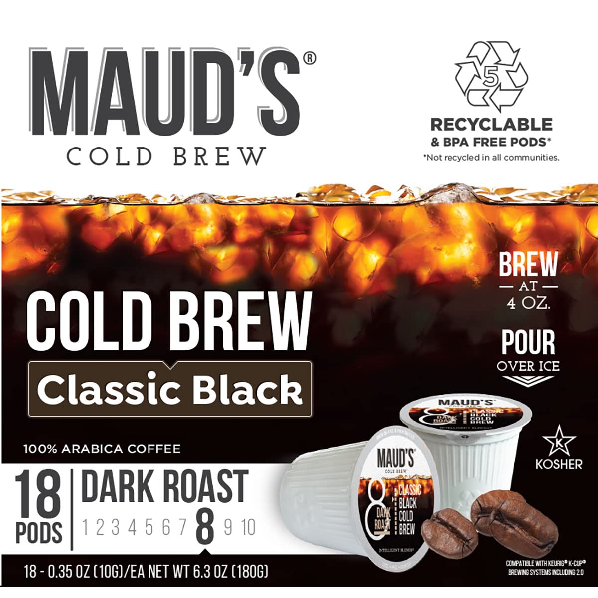 MAUD'S Cold Brew Dark Roast Pods - Rich & Smooth