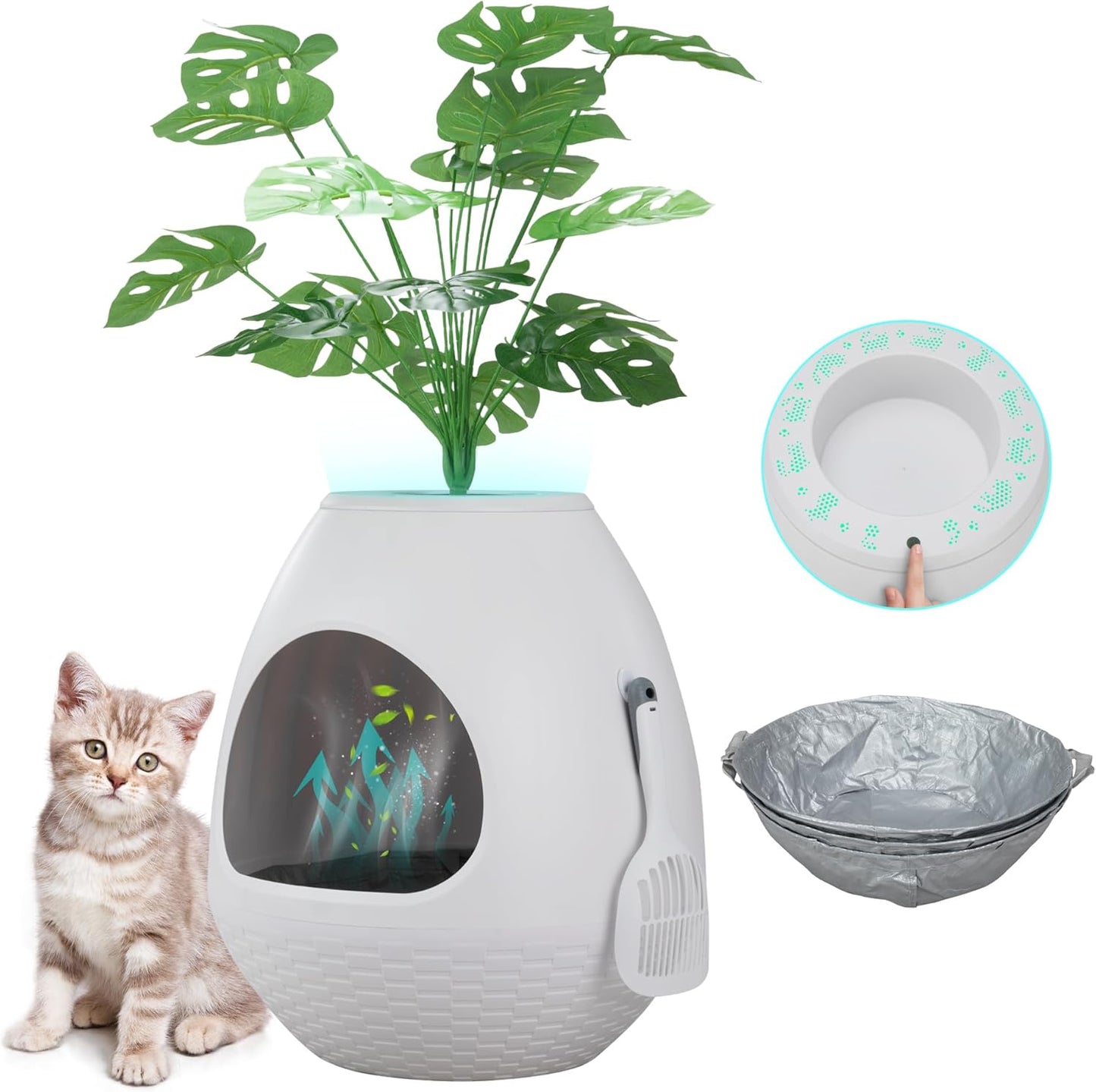 Extra Large Hidden Litter Box with Smart Odor Control Features