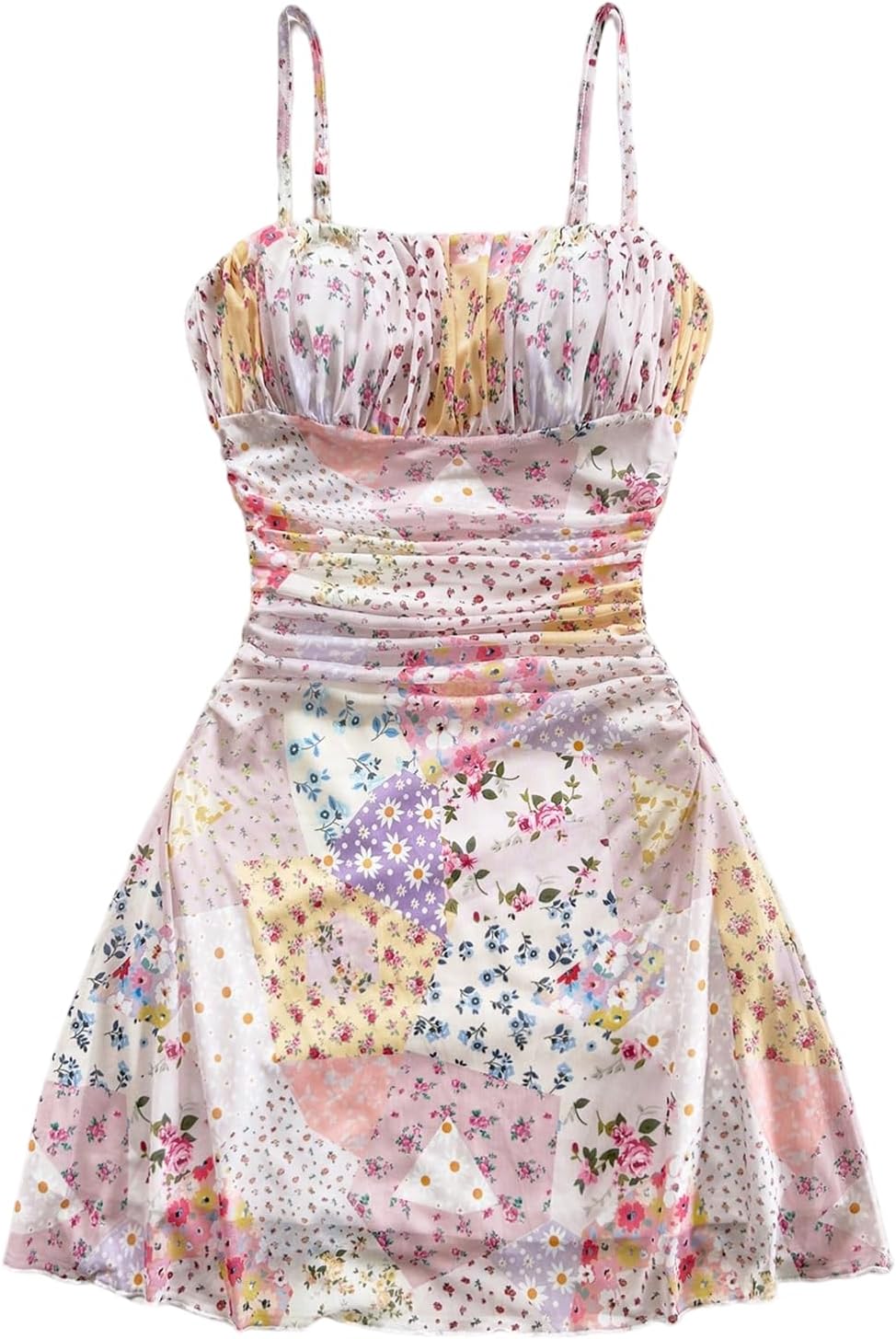 WDIRARA Women's Floral Print Ruched Cami Dress for Summer Fun