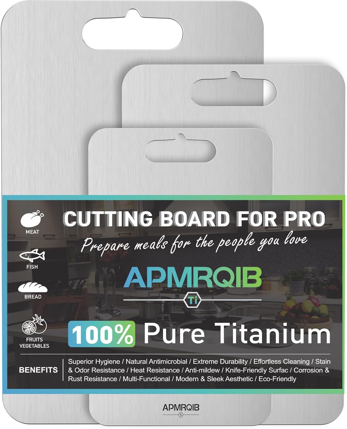 Titanium Cutting Board Set of 3 for Kitchen Chopping Needs