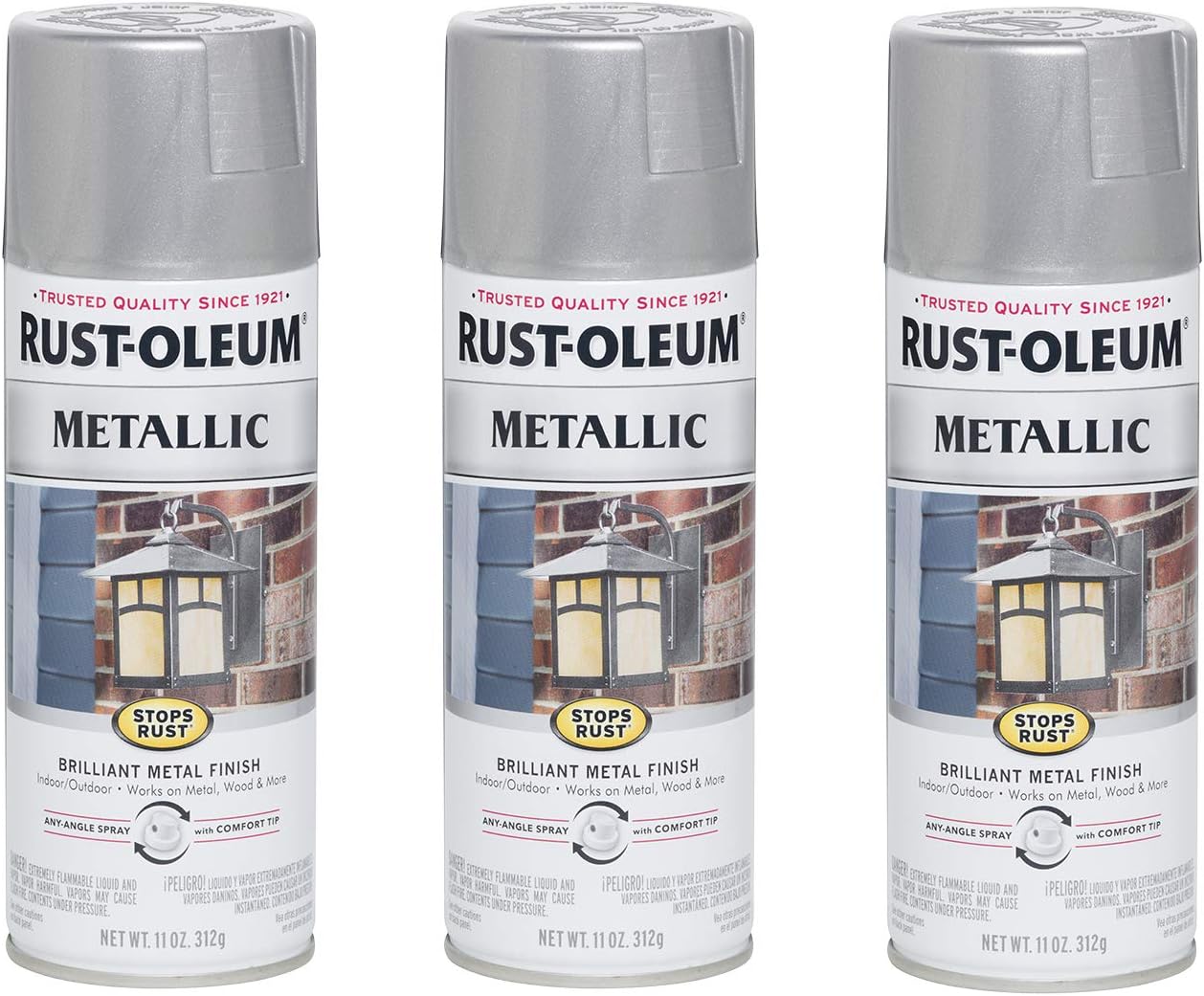Rust-Oleum Stops Rust Metallic Spray Paint 3 Pack for Durable Finish