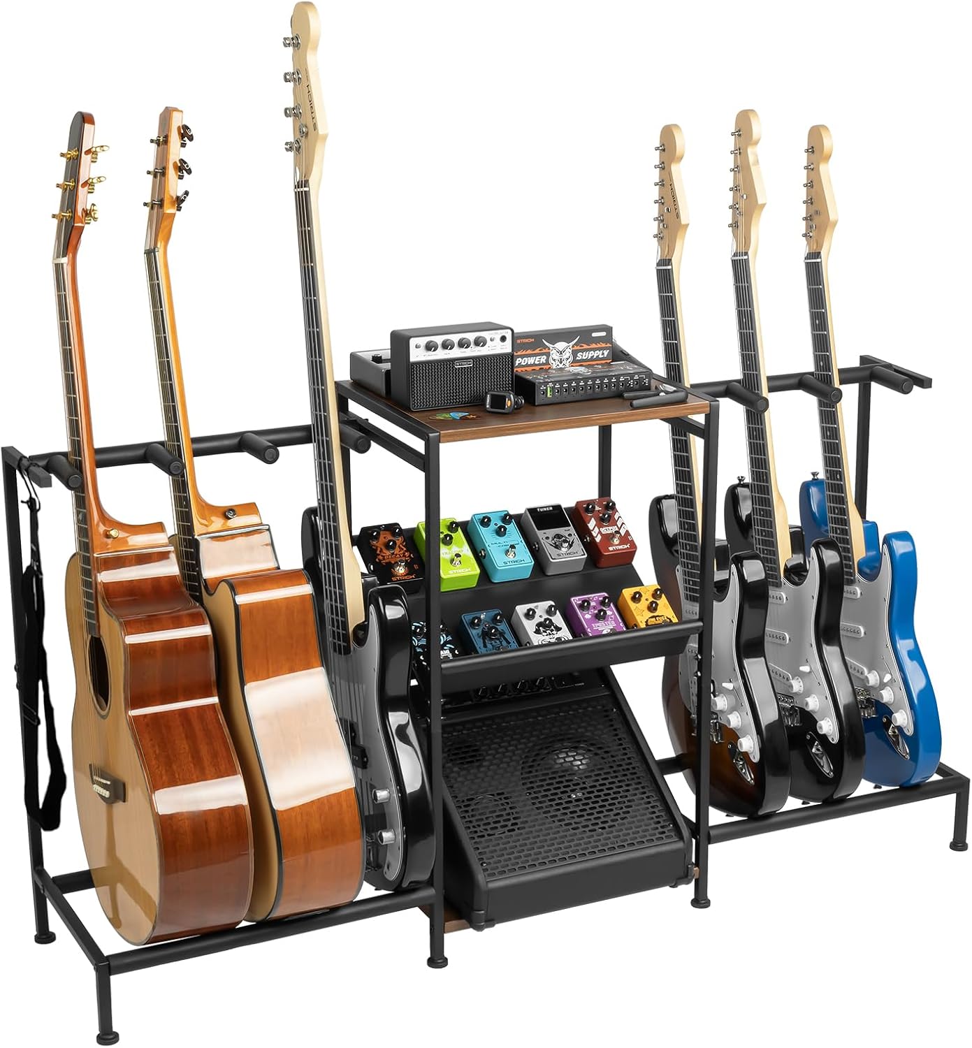 STRICH Guitar Stand for Multiple Guitars and Pedals Organizer