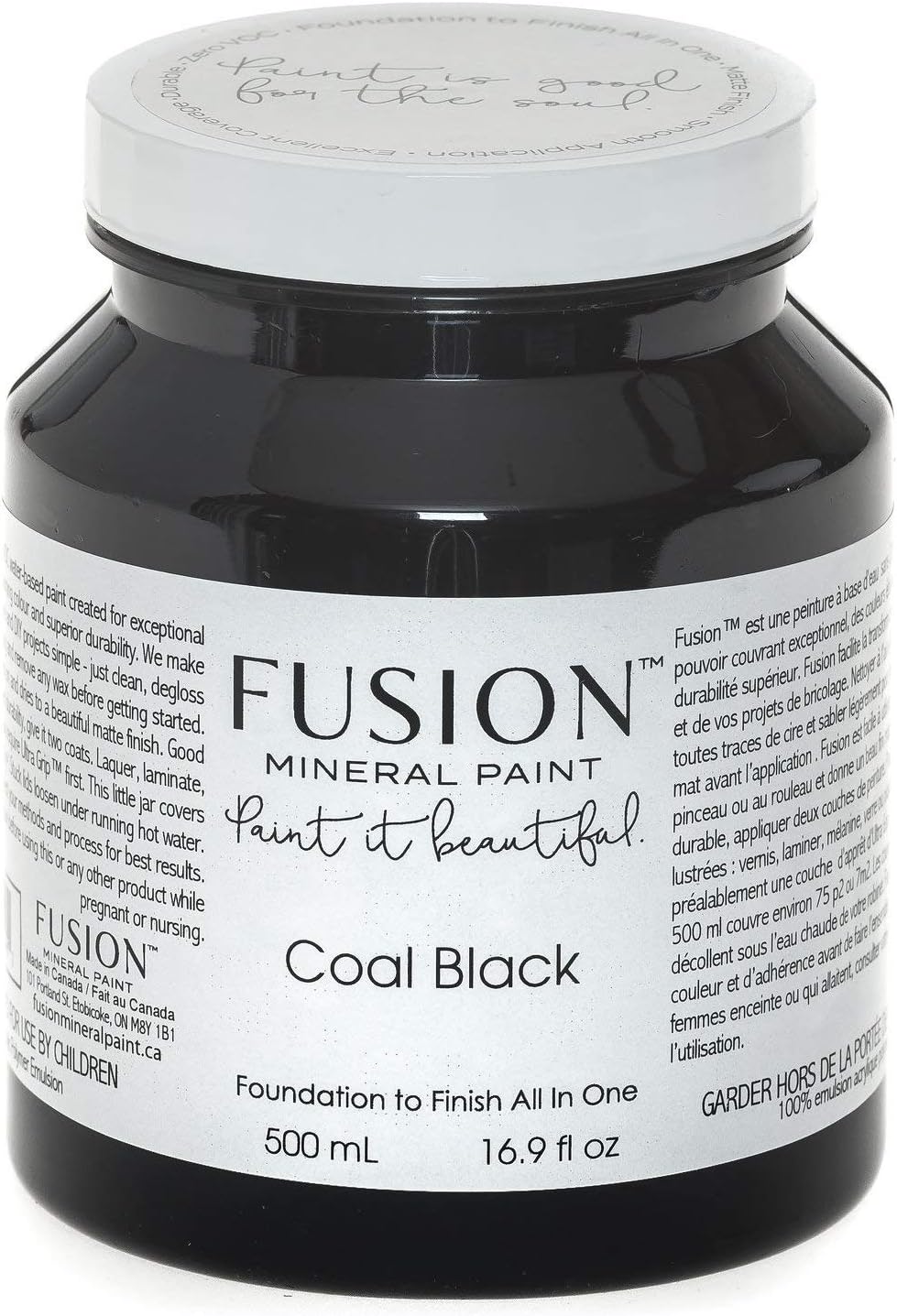 Fusion Mineral Paint Coal Black 500ml - Easy All In One Finish