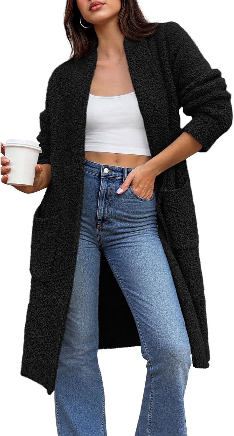 BTFBM Long Cardigans for Women - Cozy Oversized Knit Outwear
