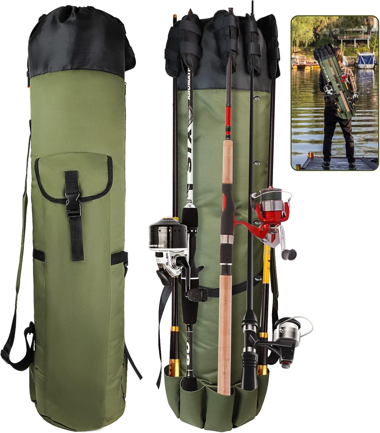 Durable Folding Fishing Rod Bag - Portable & Stylish!