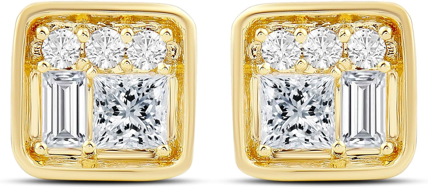 Stunning Yellow 10K Gold Diamond Stud Earrings for Elegance