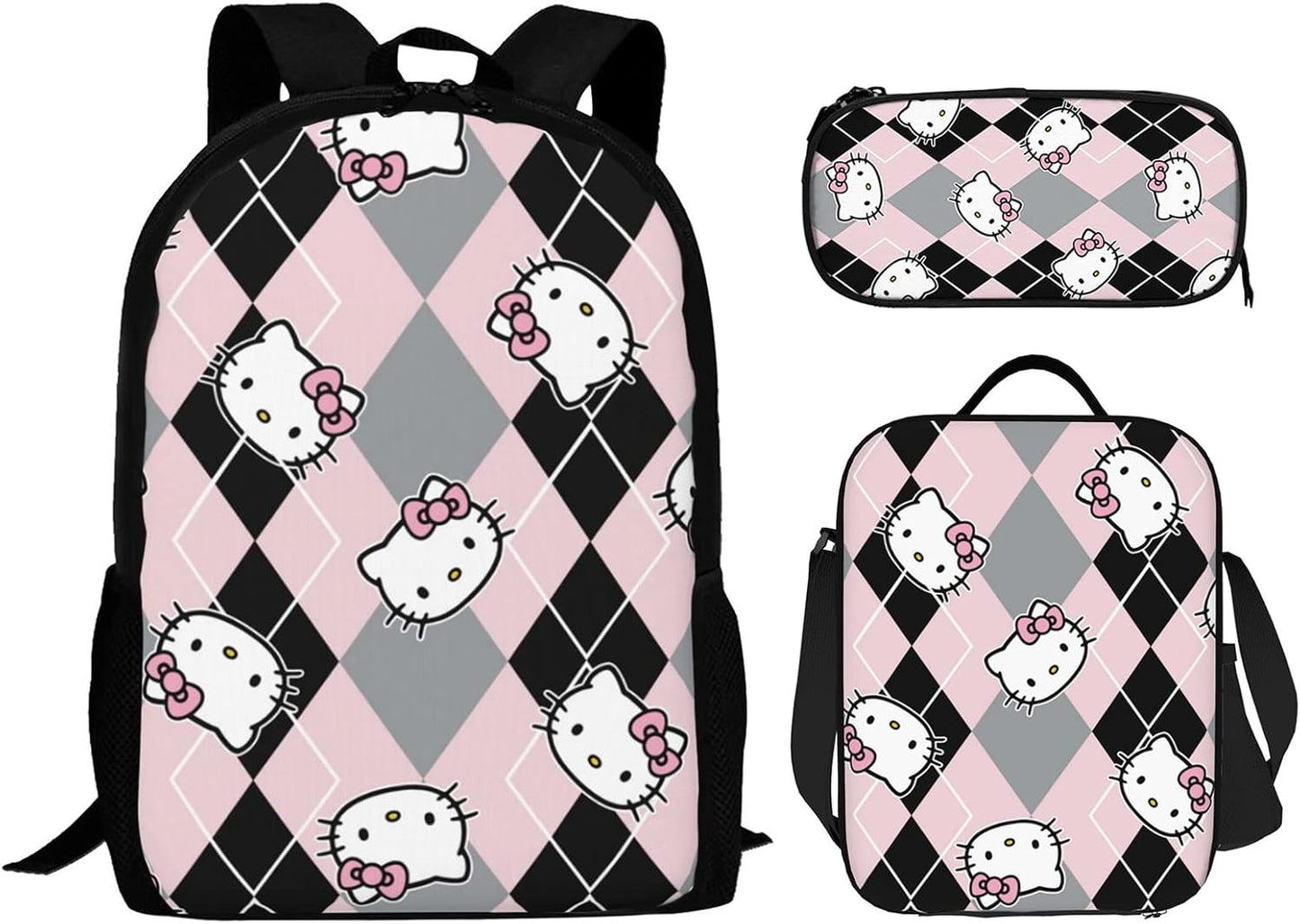 Cartoon Cute Cat Pattern Kids Backpacks Set for School Use