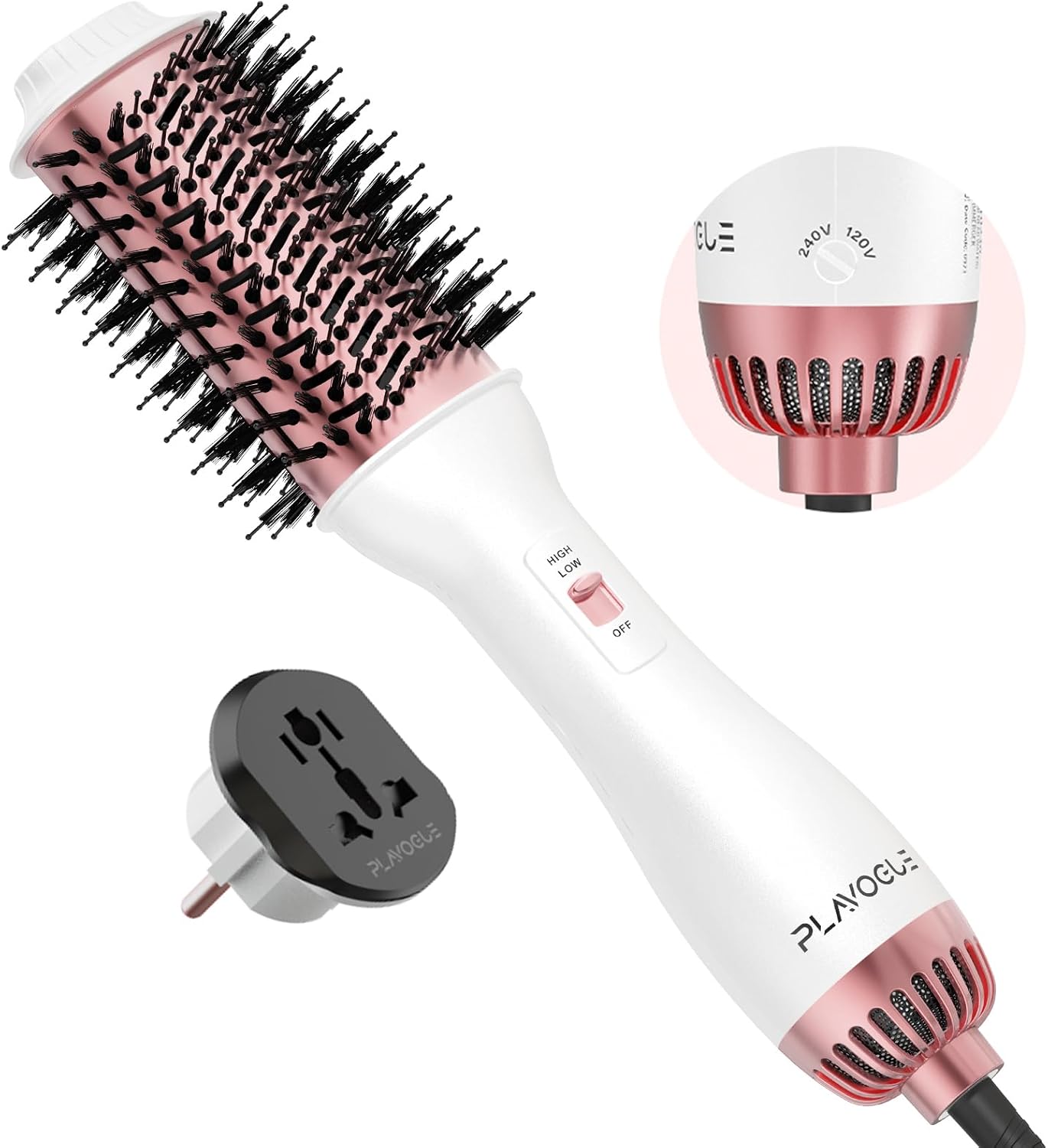 PLAVOGUE Dual Voltage Ionic Volumizer (White Pink)