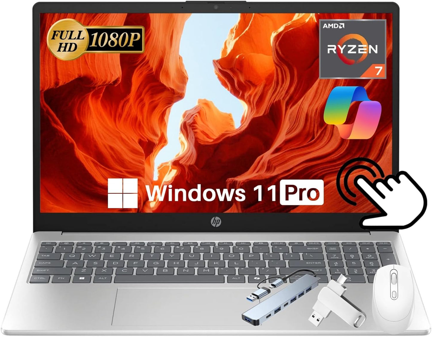 HP 15.6 Touchscreen Business Laptop with Ryzen 7 and 64GB RAM