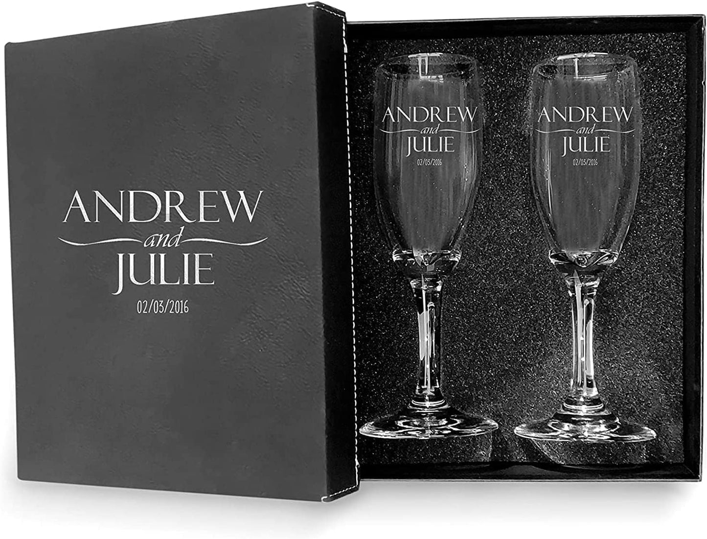 Personalized Wedding Toasting Glasses Set for Bride and Groom