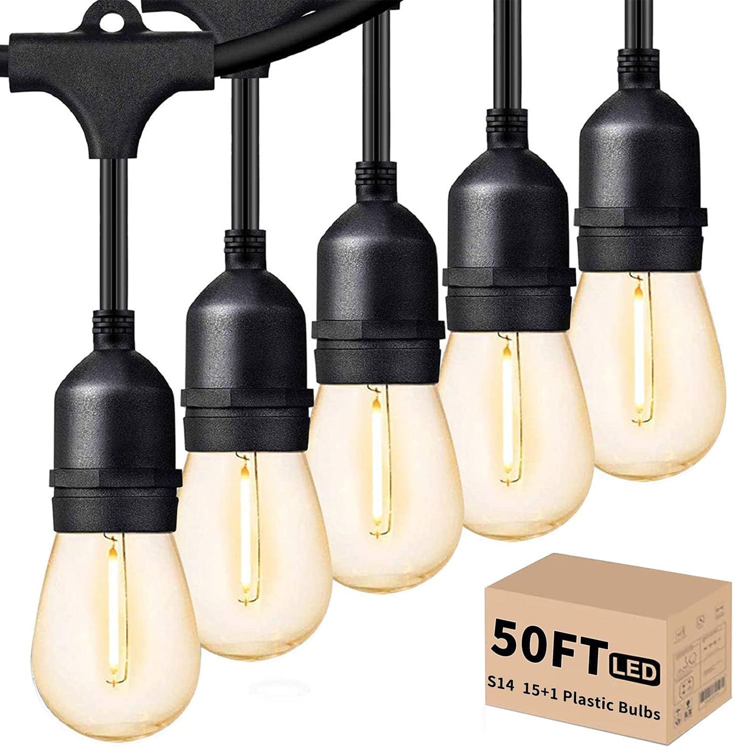 Svater Outdoor LED String Lights 50FT for Cozy Ambiance