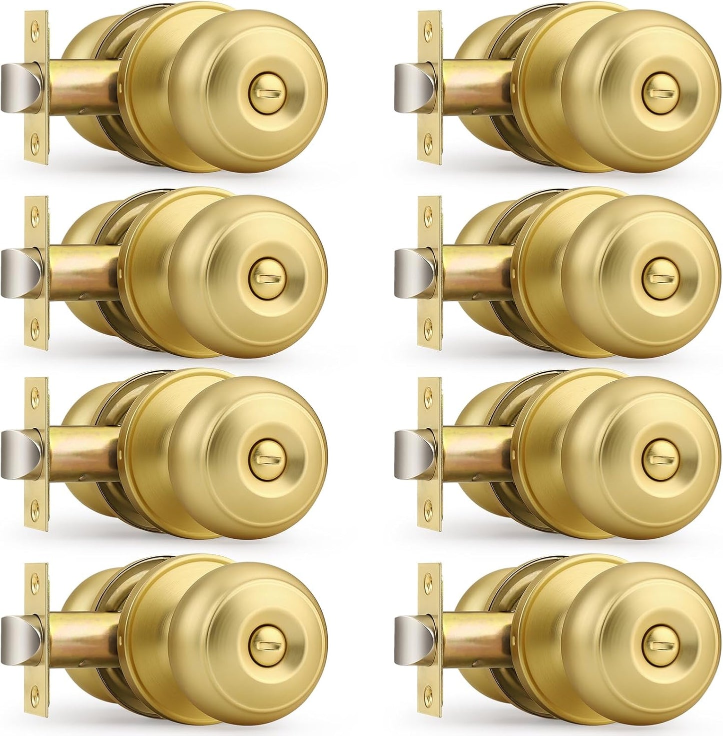 Probrico Brushed Brass Bed/Bath Knobs for Interior Doors