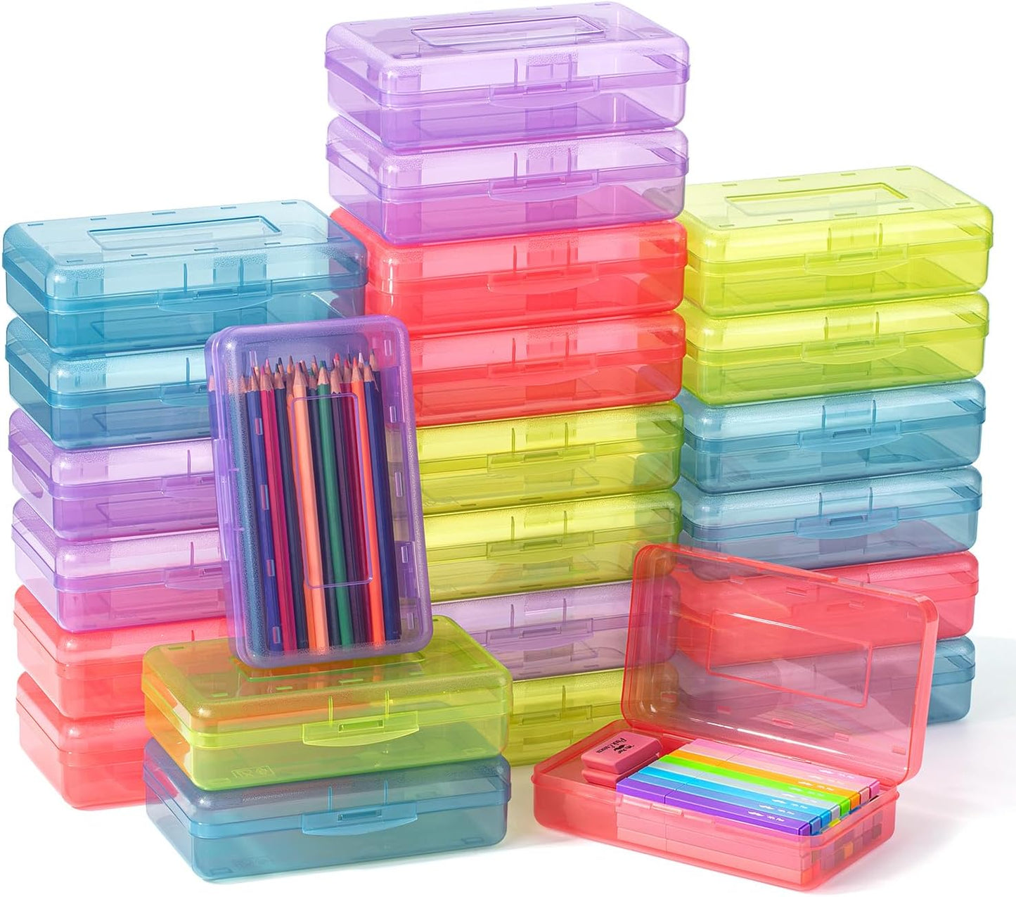 Mr. Pen Pencil Box Bulk Set of 24 Assorted Colorful Cases