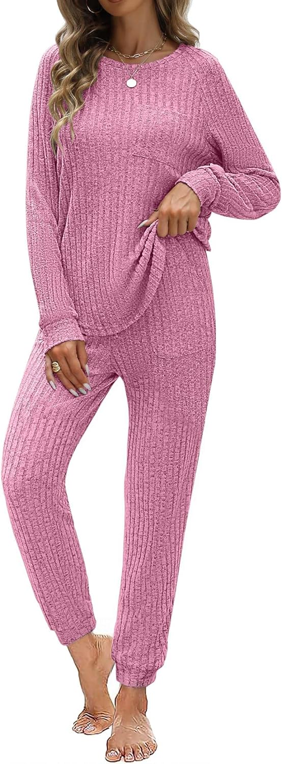 Womens Ribbed Knit Lounge Set for Cozy and Stylish Comfort