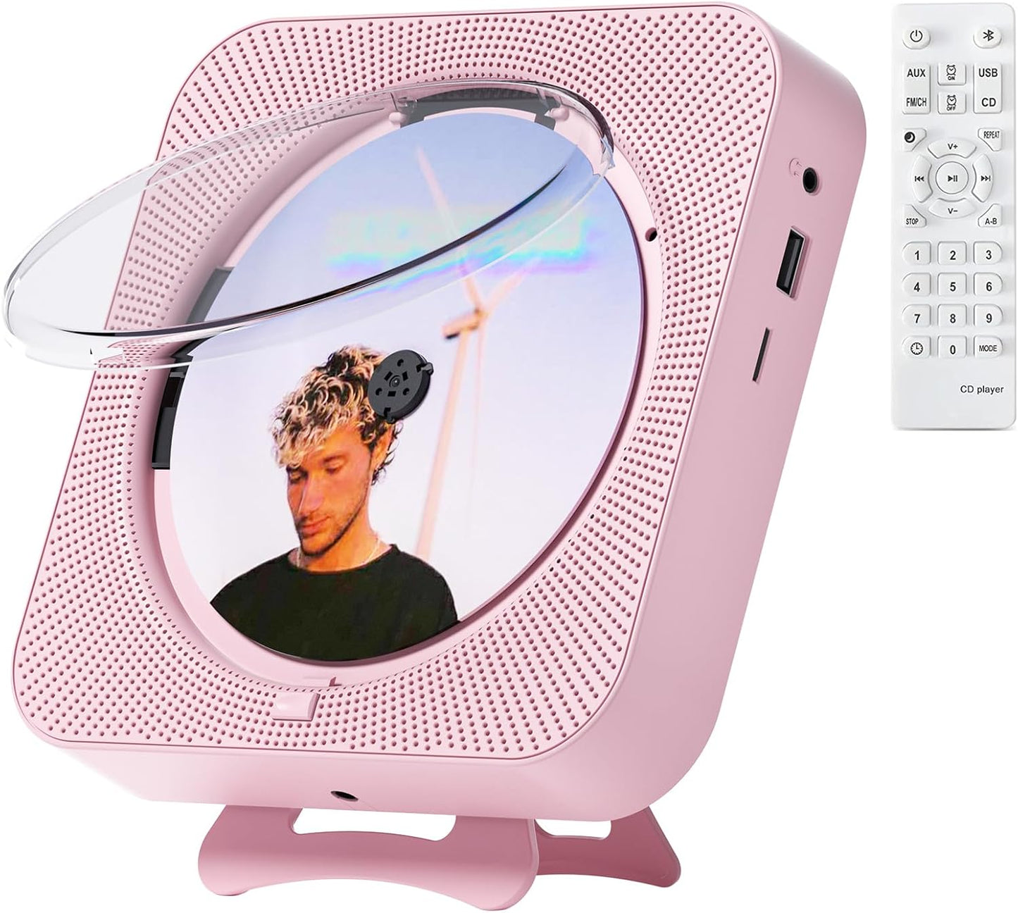 Portable Bluetooth CD Player with Dual Speakers for Home Use