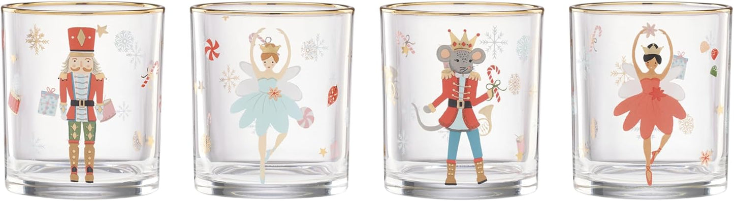 Lenox Nutcracker Ballet Double Old Fashioned Glasses Set of 4