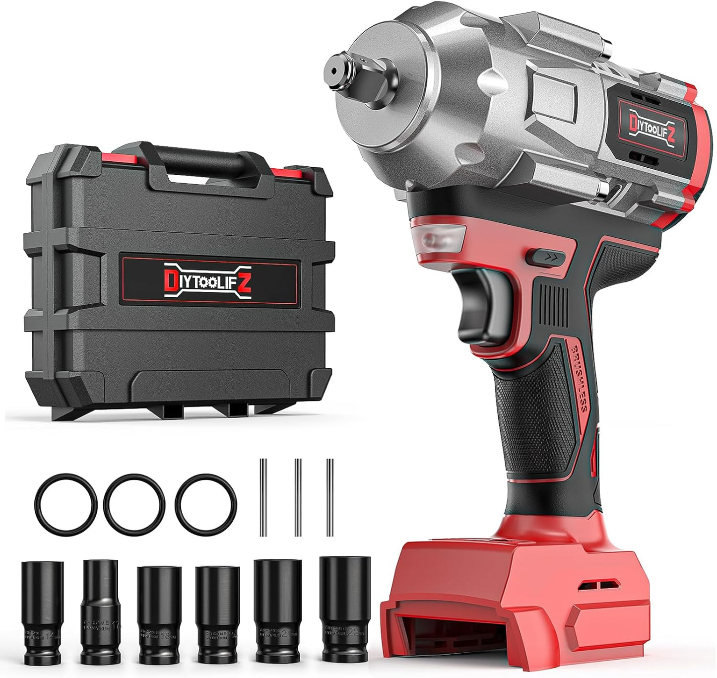 Cordless Impact Wrench 1/2 inch for Milwaukee 18V Battery Power