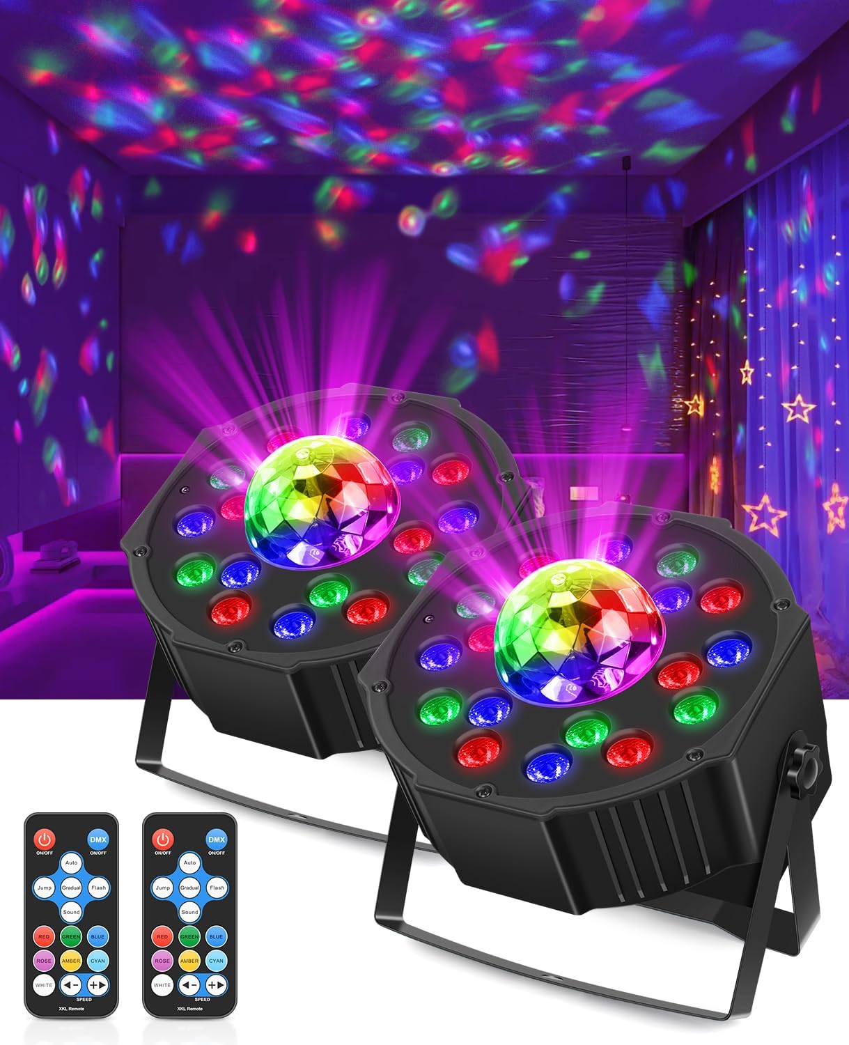 2 in 1 Party Lights with 18 LEDs for Vibrant House Parties