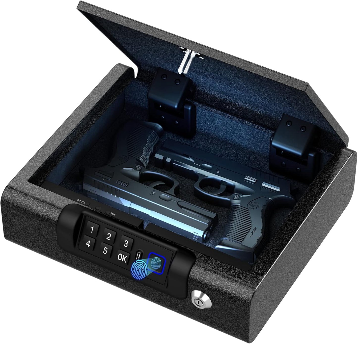 Biometric Gun Safe for Pistols with 3-Ways Unlock System