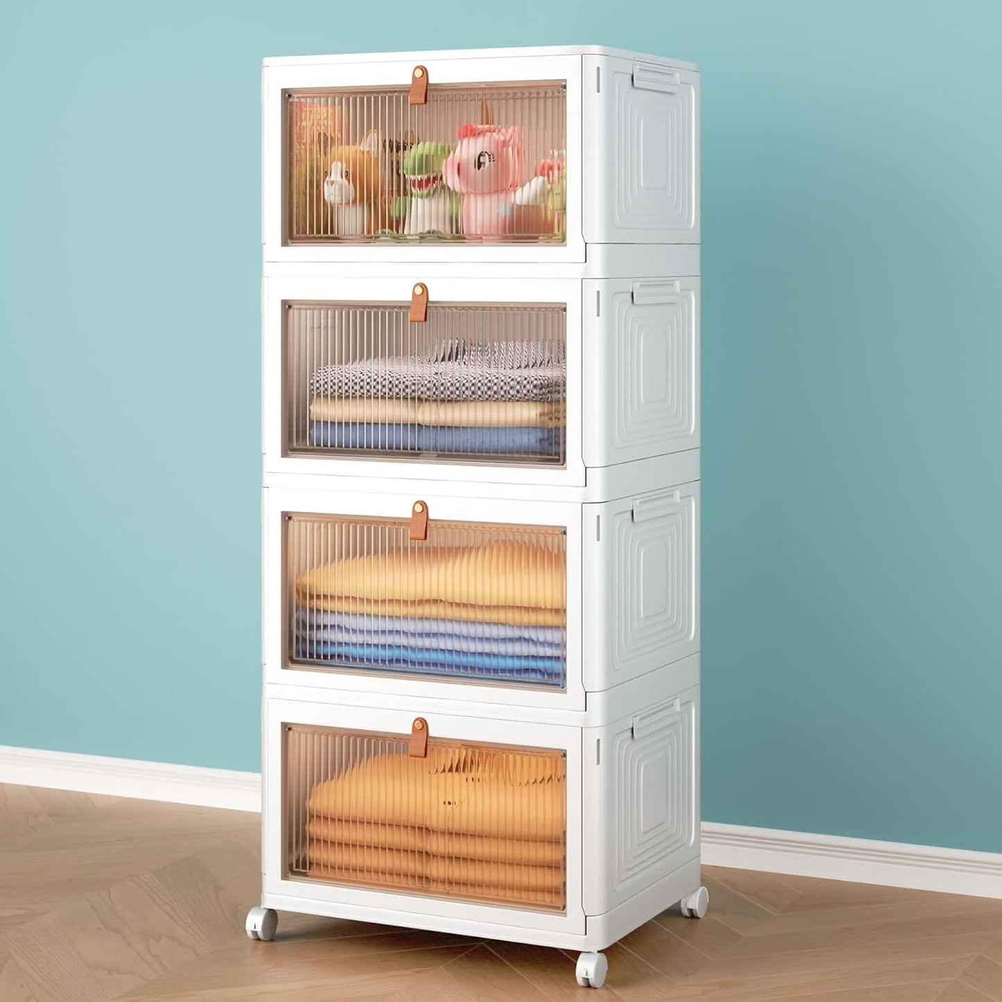 Wise Oannes 4 Tier Storage Bins - Stackable, Portable, Organized