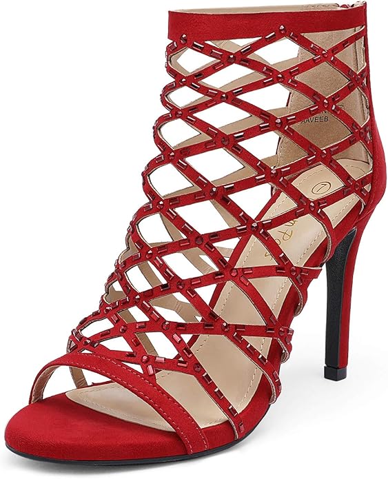DREAM PAIRS Women's Rhinestone Ankle Strap Stiletto Sandals