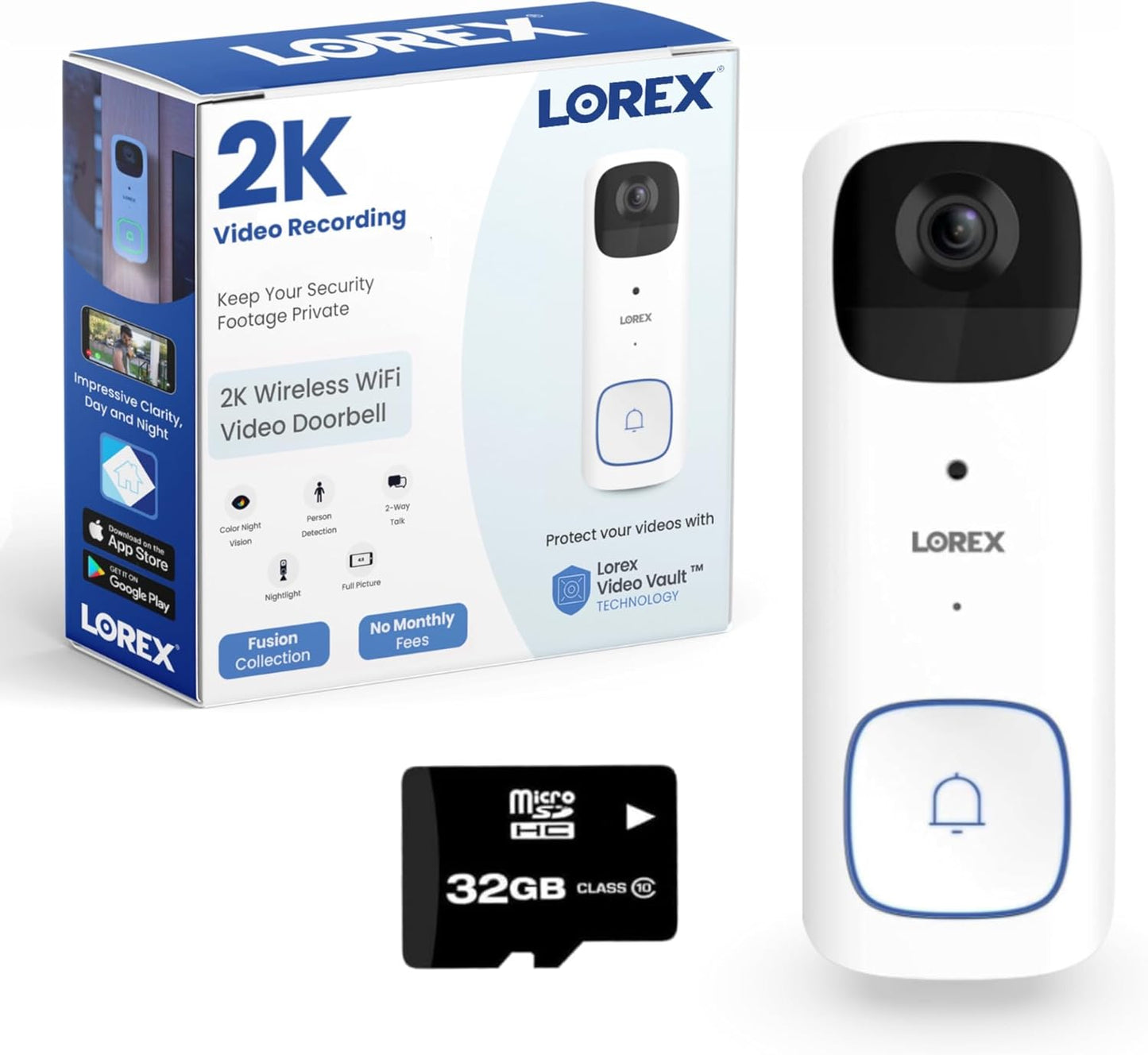 Smart Video Doorbell Camera, No Fees, Night Vision