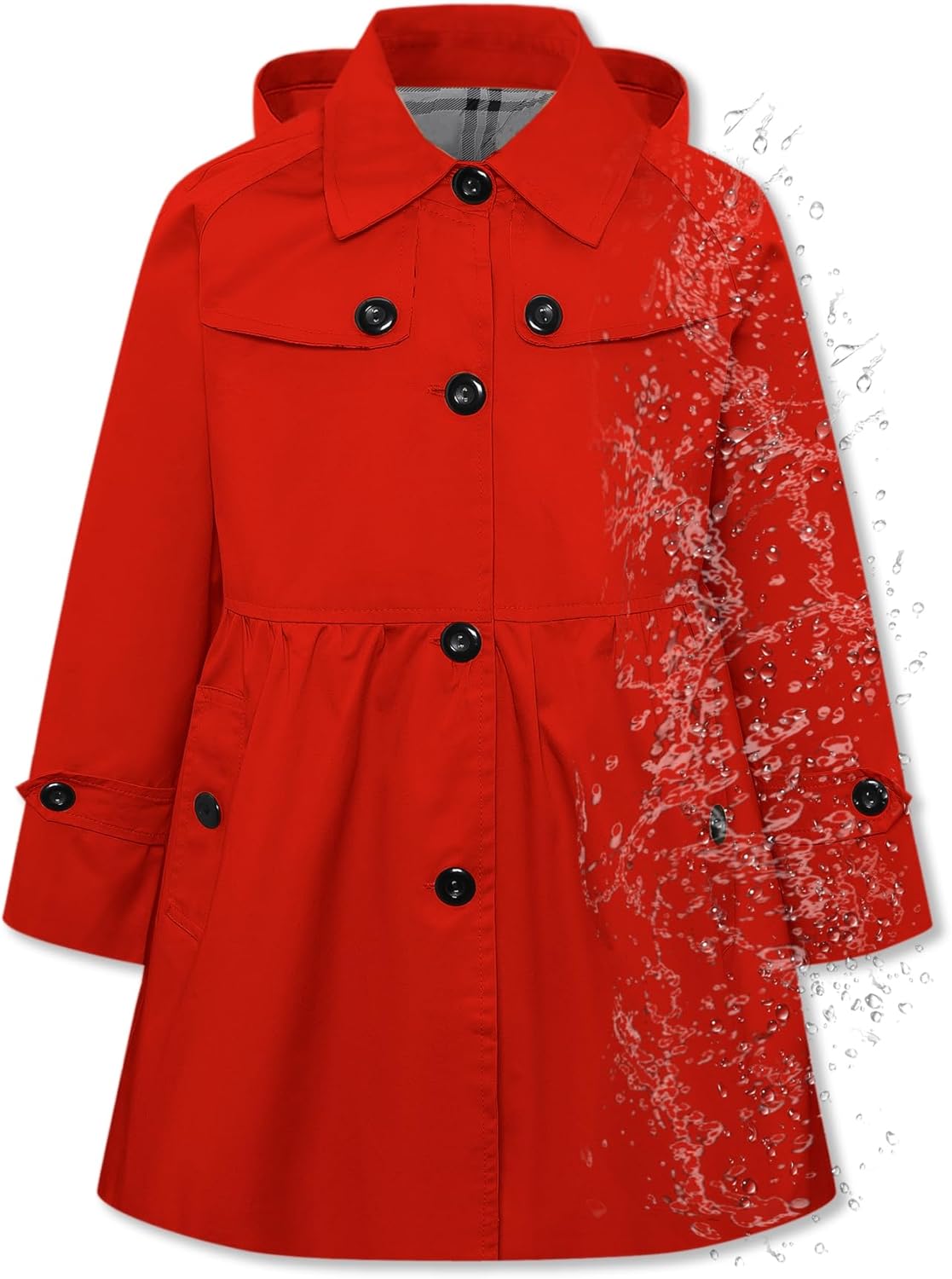 Betusline Girl's Rain Jackets Lightweight Waterproof Trench Coat
