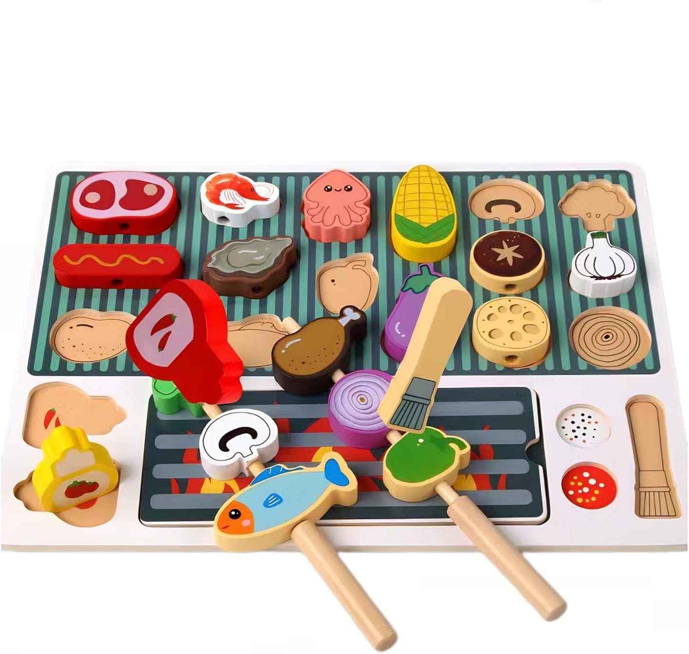 Montessori BBQ Playset for Toddlers 3-8, Interactive Learning Toy Set, Zilynhom