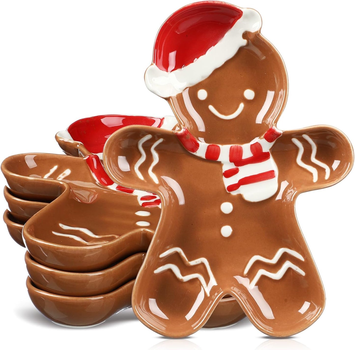 4 Pcs 5.91in Christmas Ceramic Plates for Treats and Snacks