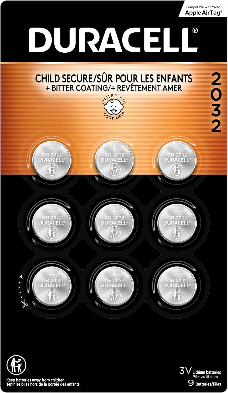 DURACELL 2032 Lithium Battery 9ct Pack - Child Safe & Versatile!
