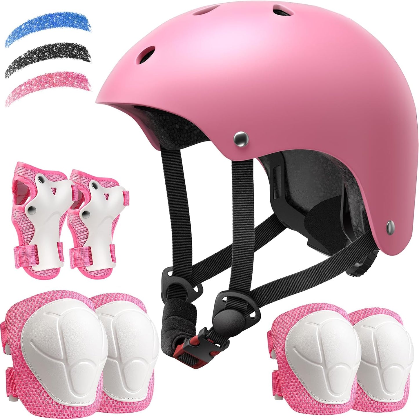 DARME Kids Adjustable Helmet Set | Pink | Ages 3-15 | Safety Gear for Bike, Skate, Scooter