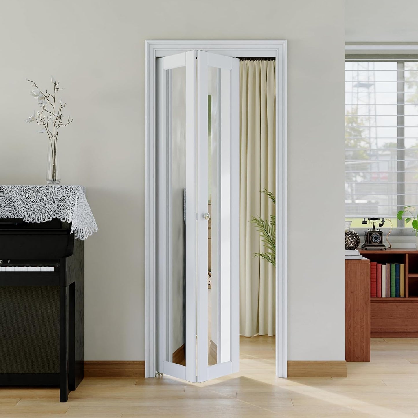 Bifold Doors for 30in x 80in Opening, Mirrored Closet Door