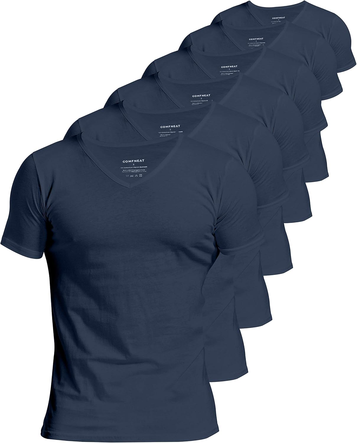 Comfneat Men's 100 Percent Cotton V-Neck Undershirts 6-Pack