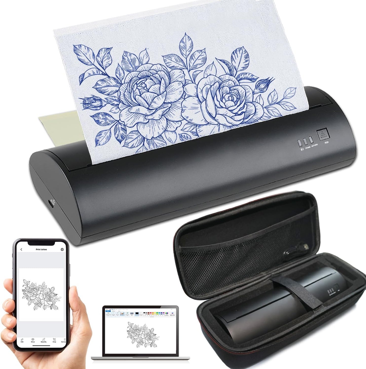 Portable Rechargeable Tattoo Printer Kit - Wireless, Smartphone & PC Compatible