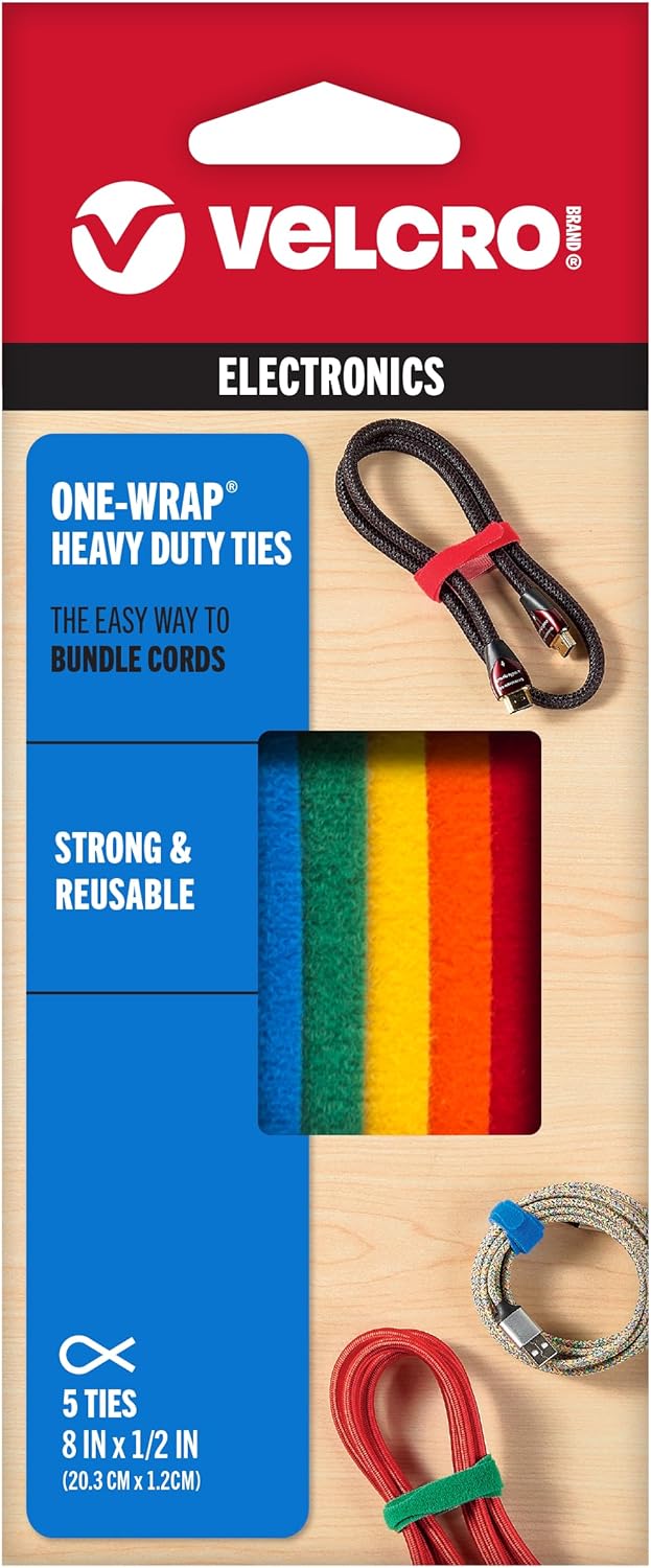 Reusable Self-Gripping Cable Ties | 5 Ct | Multi-color